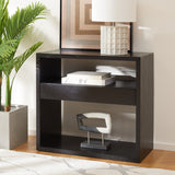 Safavieh Munson 2 Shelf 1 Drawer Console Table Black Bayur Wood / Mdf Veneer / Okume CNS6605C