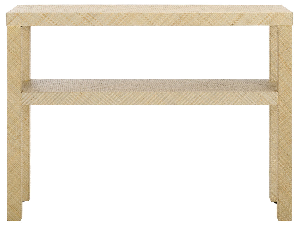 Safavieh Apis Raffia 2 Shelf Console Table In Natural - Elegant Wood Design For Stylish Home Decor Storage Natural Wood,Mdf And Tikar Pandan Cns6607a