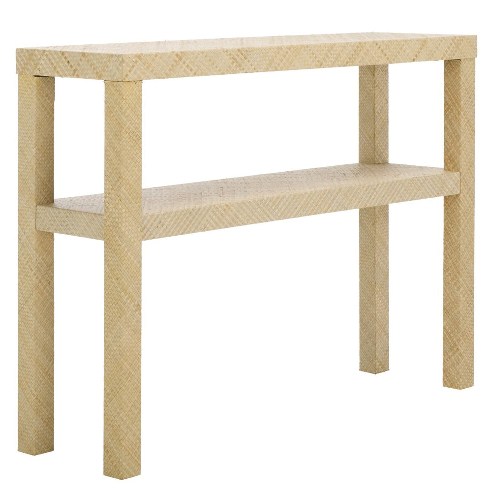 Safavieh Apis Raffia 2-Shelf Console Table - Natural Wood Accent For Entryway, Living Room, Or Hallway Decor CNS6607A