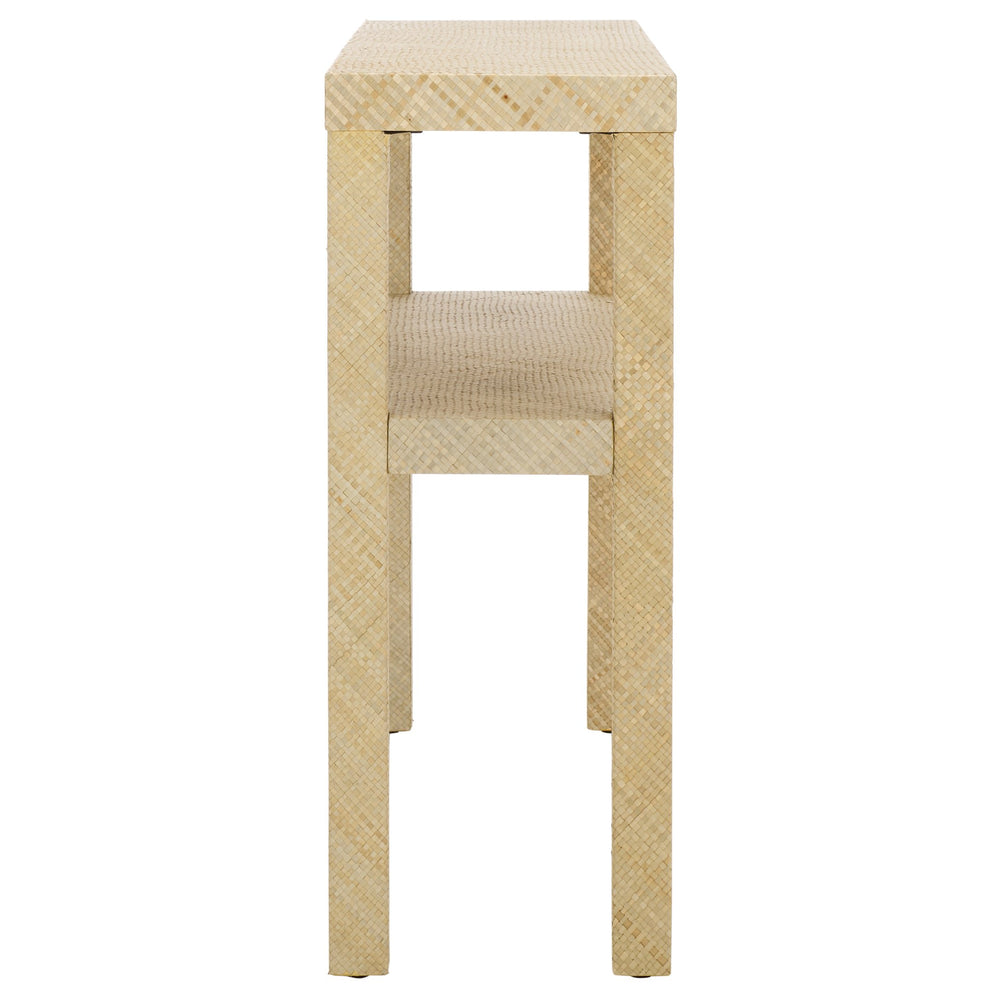 Safavieh Apis Raffia 2 Shelf Console Table In Natural - Elegant Wood Design For Stylish Home Decor Storage Natural Wood,Mdf And Tikar Pandan Cns6607a
