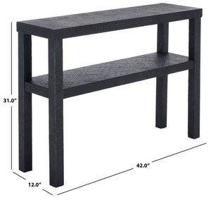 Apis Raffia Console Table With Raffia Detailing And Open Shelf — Coastal Textured Accent For Entryways