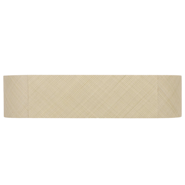 Apis Curved Raffia Console Table — Handwoven Pandan Accents, Bayur Wood Frame For Coastal Chic