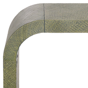 Apis Curved Raffia Console Table — Handwoven Pandan Accents, Bayur Wood Frame For Coastal Chic