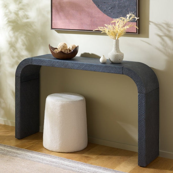 Safavieh Apis Raffia Wrapped Curved Console Table Solid Wood Frame for Entryway or Sofa CNS6609C