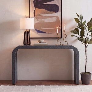 Safavieh Apis Raffia Wrapped Curved Console Table Solid Wood Frame for Entryway or Sofa CNS6609C