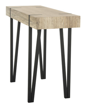 Safavieh Alyssa Rustic Midcentury Console Table With Multi-Brown Wood Top And Sleek Black Hairpin Legs CNS7000A
