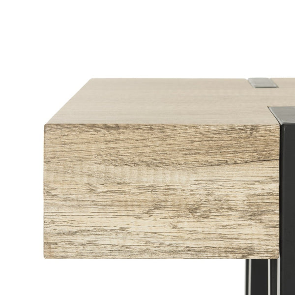Safavieh Alyssa Rustic Midcentury Console Table With Multi-Brown Wood Top And Sleek Black Hairpin Legs CNS7000A