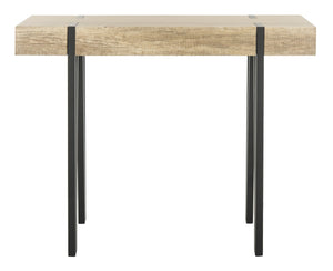 Safavieh Alyssa Rustic Midcentury Console Table With Multi-Brown Wood Top And Sleek Black Hairpin Legs CNS7000A