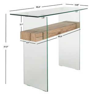 Safavieh Kayley Modern Rectangular Glass Console Table - Stylish Entryway Design With Natural Wood Shelf CNS7001A