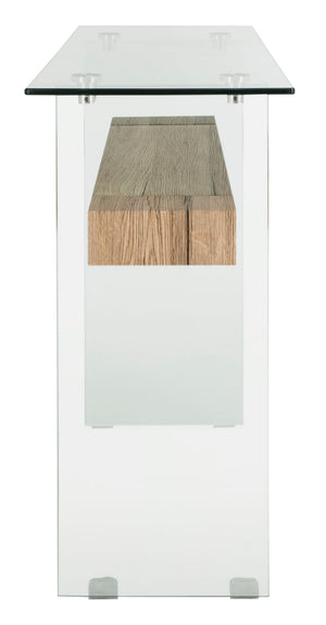 Safavieh Kayley Modern Rectangular Glass Console Table - Stylish Entryway Design With Natural Wood Shelf CNS7001A