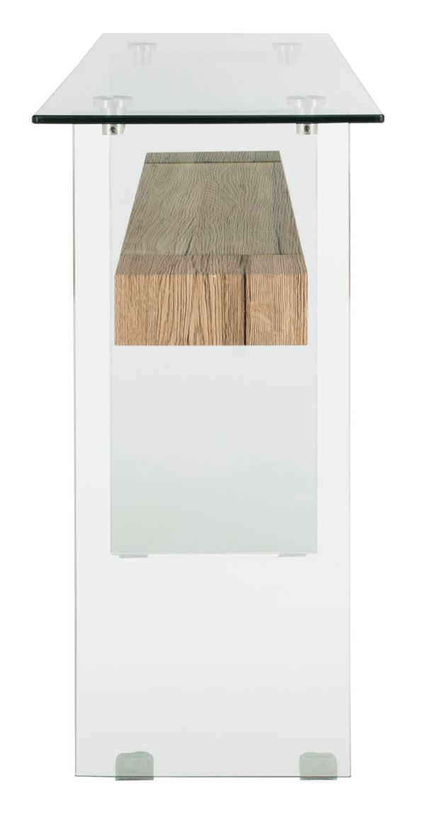 Safavieh Kayley Modern Rectangular Glass Console Table - Stylish Entryway Design With Natural Wood Shelf CNS7001A