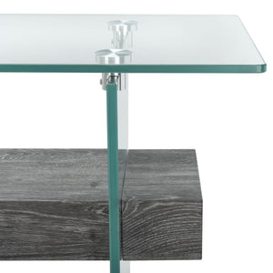Safavieh Kayley Console Table - Modern Geometric Design With Sleek Lines For Entryway Or Living Room Style Glass/Black Oak Shelf CNS7001B