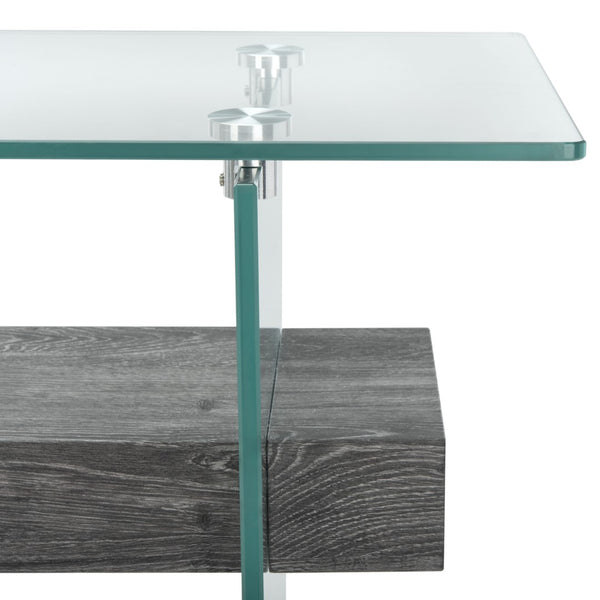 Safavieh Kayley Console Table - Modern Geometric Design With Sleek Lines For Entryway Or Living Room Style Glass/Black Oak Shelf CNS7001B