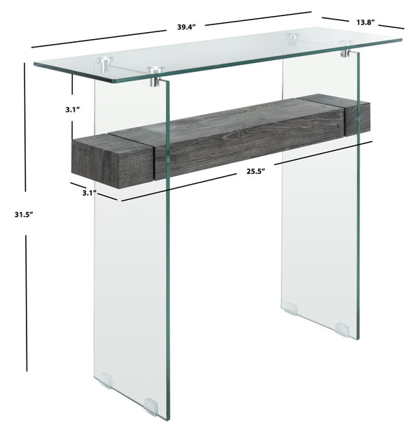 Safavieh Kayley Console Table - Modern Geometric Design With Sleek Lines For Entryway Or Living Room Style Glass/Black Oak Shelf CNS7001B