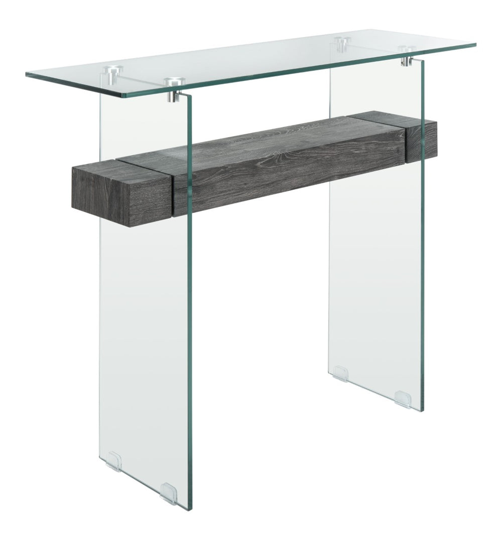Safavieh Kayley Console Table - Modern Geometric Design With Sleek Lines For Entryway Or Living Room Style Glass/Black Oak Shelf CNS7001B
