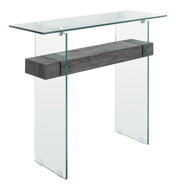 Safavieh Kayley Console Table - Modern Geometric Design With Sleek Lines For Entryway Or Living Room Style Glass/Black Oak Shelf CNS7001B