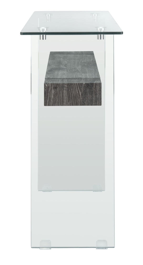 Safavieh Kayley Console Table - Modern Geometric Design With Sleek Lines For Entryway Or Living Room Style Glass/Black Oak Shelf CNS7001B