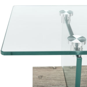 Safavieh Kayley Console Table - Modern Geometric Design With Sleek Lines For Entryway Or Living Room Style Glass/Grey Oak Shelf CNS7001C