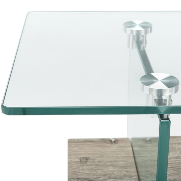 Safavieh Kayley Console Table - Modern Geometric Design With Sleek Lines For Entryway Or Living Room Style Glass/Grey Oak Shelf CNS7001C