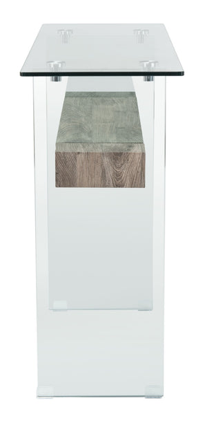 Safavieh Kayley Console Table - Modern Geometric Design With Sleek Lines For Entryway Or Living Room Style Glass/Grey Oak Shelf CNS7001C