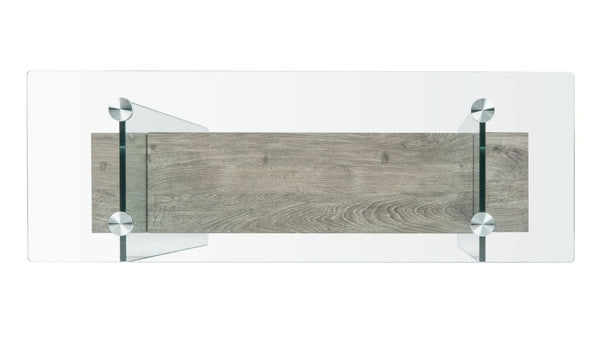 Safavieh Kayley Console Table - Modern Geometric Design With Sleek Lines For Entryway Or Living Room Style Glass/Grey Oak Shelf CNS7001C