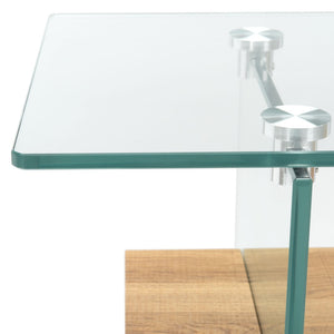 Safavieh Kayley Console Table - Modern Geometric Design With Sleek Lines For Entryway Or Living Room Style Glass/Natural Brown Shelf CNS7001D