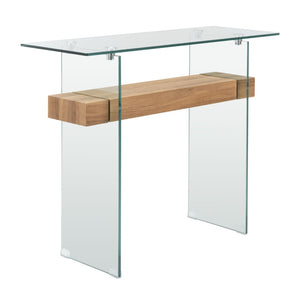 Safavieh Kayley Console Table - Modern Geometric Design With Sleek Lines For Entryway Or Living Room Style Glass/Natural Brown Shelf CNS7001D