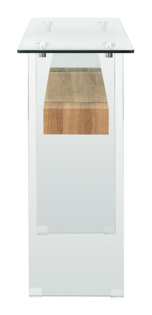Safavieh Kayley Console Table - Modern Geometric Design With Sleek Lines For Entryway Or Living Room Style Glass/Natural Brown Shelf CNS7001D