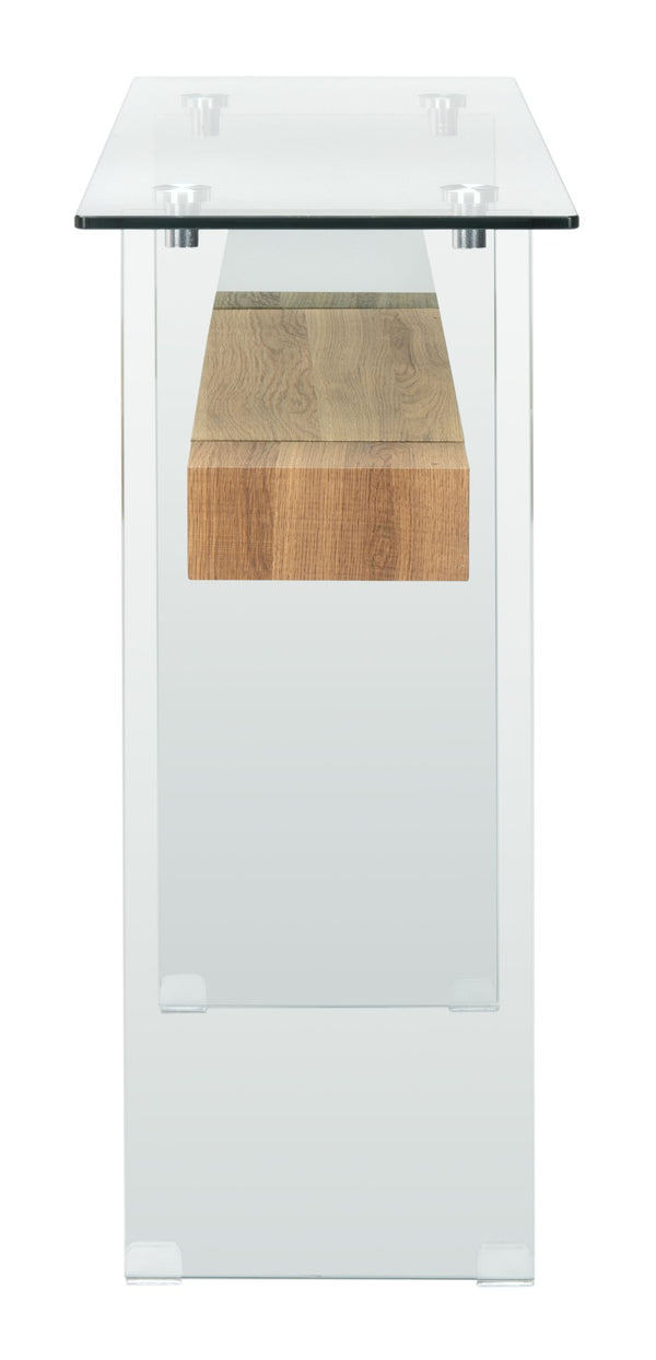 Safavieh Kayley Console Table - Modern Geometric Design With Sleek Lines For Entryway Or Living Room Style Glass/Natural Brown Shelf CNS7001D