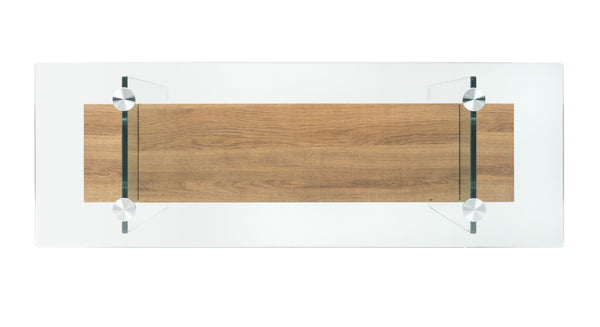 Safavieh Kayley Console Table - Modern Geometric Design With Sleek Lines For Entryway Or Living Room Style Glass/Natural Brown Shelf CNS7001D