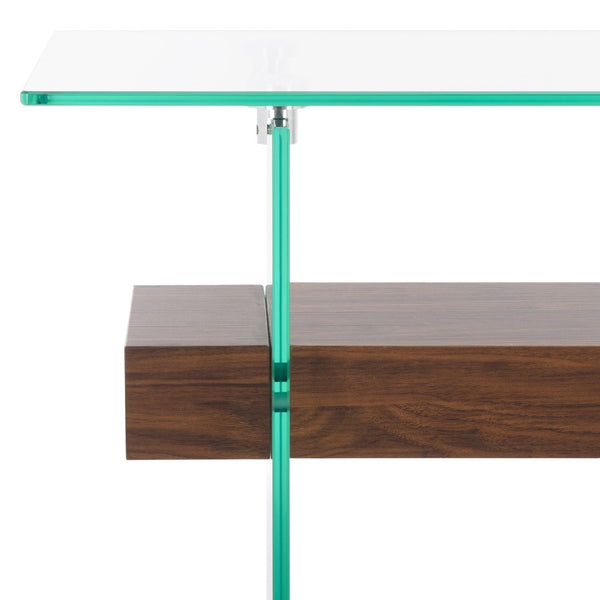 Safavieh Kayley Console Table - Modern Geometric Design With Sleek Lines For Entryway Or Living Room Style Glass / Walnut Paper Weneer CNS7001F