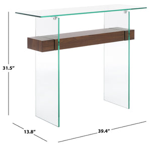 Safavieh Kayley Console Table - Modern Geometric Design With Sleek Lines For Entryway Or Living Room Style Glass / Walnut Paper Weneer CNS7001F