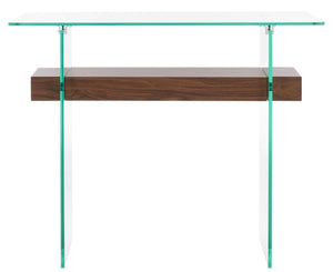 Safavieh Kayley Console Table - Modern Geometric Design With Sleek Lines For Entryway Or Living Room Style Glass / Walnut Paper Weneer CNS7001F