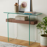 Safavieh Kayley Console Table Glass / Walnut Paper Weneer Mdf/Glass CNS7001F