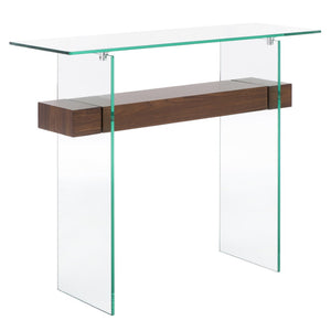 Safavieh Kayley Console Table - Modern Geometric Design With Sleek Lines For Entryway Or Living Room Style Glass / Walnut Paper Weneer CNS7001F