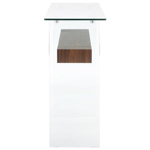 Safavieh Kayley Console Table - Modern Geometric Design With Sleek Lines For Entryway Or Living Room Style Glass / Walnut Paper Weneer CNS7001F