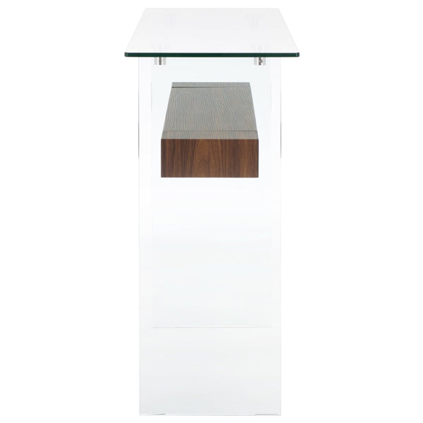 Safavieh Kayley Console Table - Modern Geometric Design With Sleek Lines For Entryway Or Living Room Style Glass / Walnut Paper Weneer CNS7001F