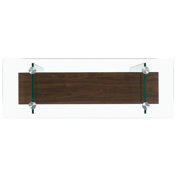 Safavieh Kayley Console Table - Modern Geometric Design With Sleek Lines For Entryway Or Living Room Style Glass / Walnut Paper Weneer CNS7001F