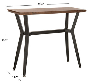 Safavieh Andrew Midcentury Modern Console Table - Sleek Brown Oak And Black Metal Entryway Accent Design CNS7002A