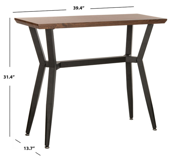 Safavieh Andrew Midcentury Modern Console Table - Sleek Brown Oak And Black Metal Entryway Accent Design CNS7002A