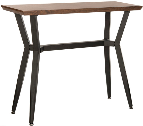 Safavieh Andrew Midcentury Modern Console Table - Sleek Brown Oak And Black Metal Entryway Accent Design CNS7002A