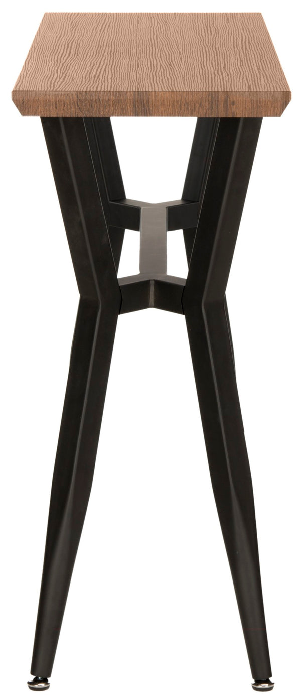 Safavieh Andrew Midcentury Modern Console Table - Sleek Brown Oak And Black Metal Entryway Accent Design CNS7002A