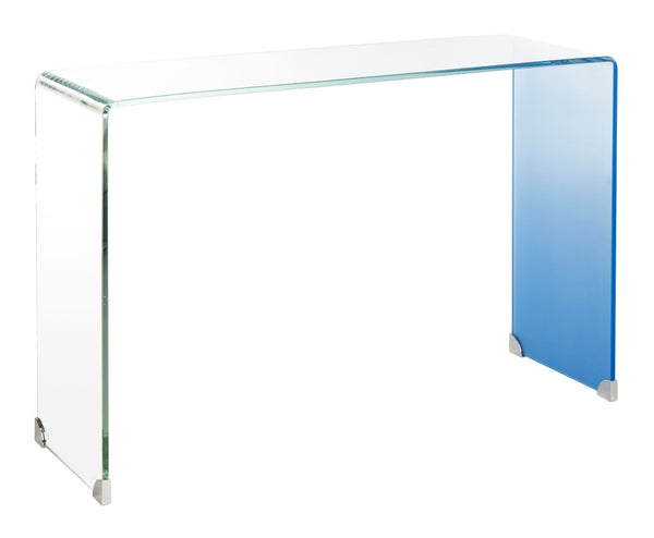 Safavieh Crysta Ombre Glass Console Table - Modern Minimalist Design With Clear To Blue Gradient Finish CNS7300A