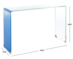 Safavieh Crysta Ombre Glass Console Table - Modern Minimalist Design With Clear To Blue Gradient Finish CNS7300A