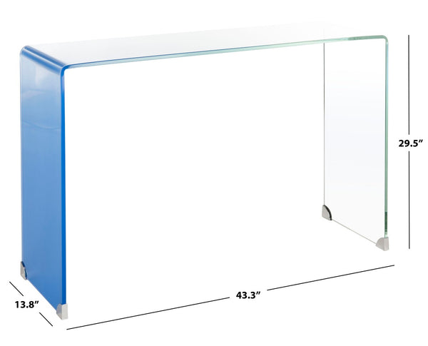 Safavieh Crysta Ombre Glass Console Table - Modern Minimalist Design With Clear To Blue Gradient Finish CNS7300A
