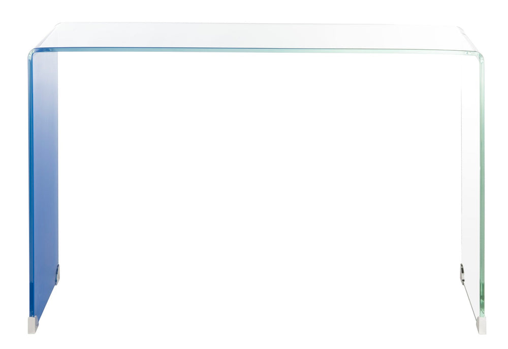 Safavieh Crysta Ombre Glass Console Table - Modern Minimalist Design With Clear To Blue Gradient Finish CNS7300A
