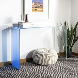 Safavieh Crysta Ombre Glass Console Table - Modern Minimalist Design With Clear To Blue Gradient Finish CNS7300A