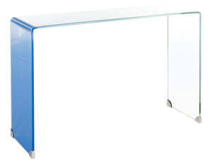 Safavieh Crysta Ombre Glass Console Table - Modern Minimalist Design With Clear To Blue Gradient Finish CNS7300A
