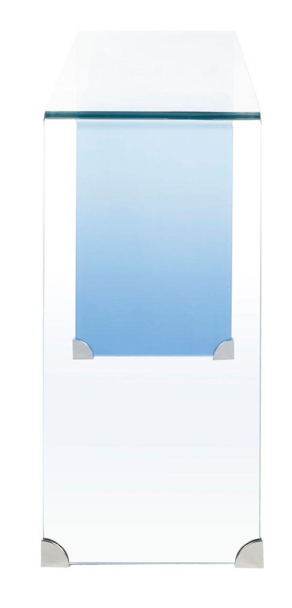 Safavieh Crysta Ombre Glass Console Table - Modern Minimalist Design With Clear To Blue Gradient Finish CNS7300A