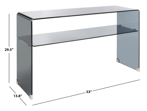 Safavieh Dash Tempered Glass Console Table – Modern Minimalist Design With Stylish Single Shelf For Storage Clear / Grey CNS7302A